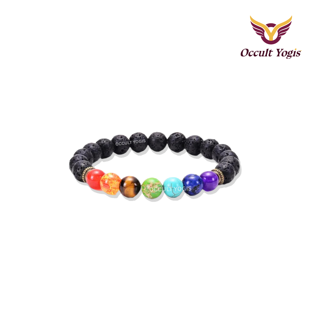 7 Chakra Lava Crystal Bracelet
